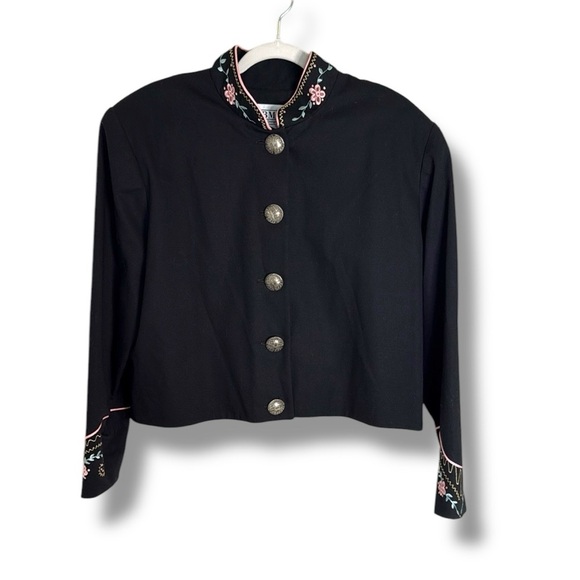 Vintage BMW Designs Floral Embroidered Cropped Western Wool Jacket XL Stagecoach - Picture 2 of 8